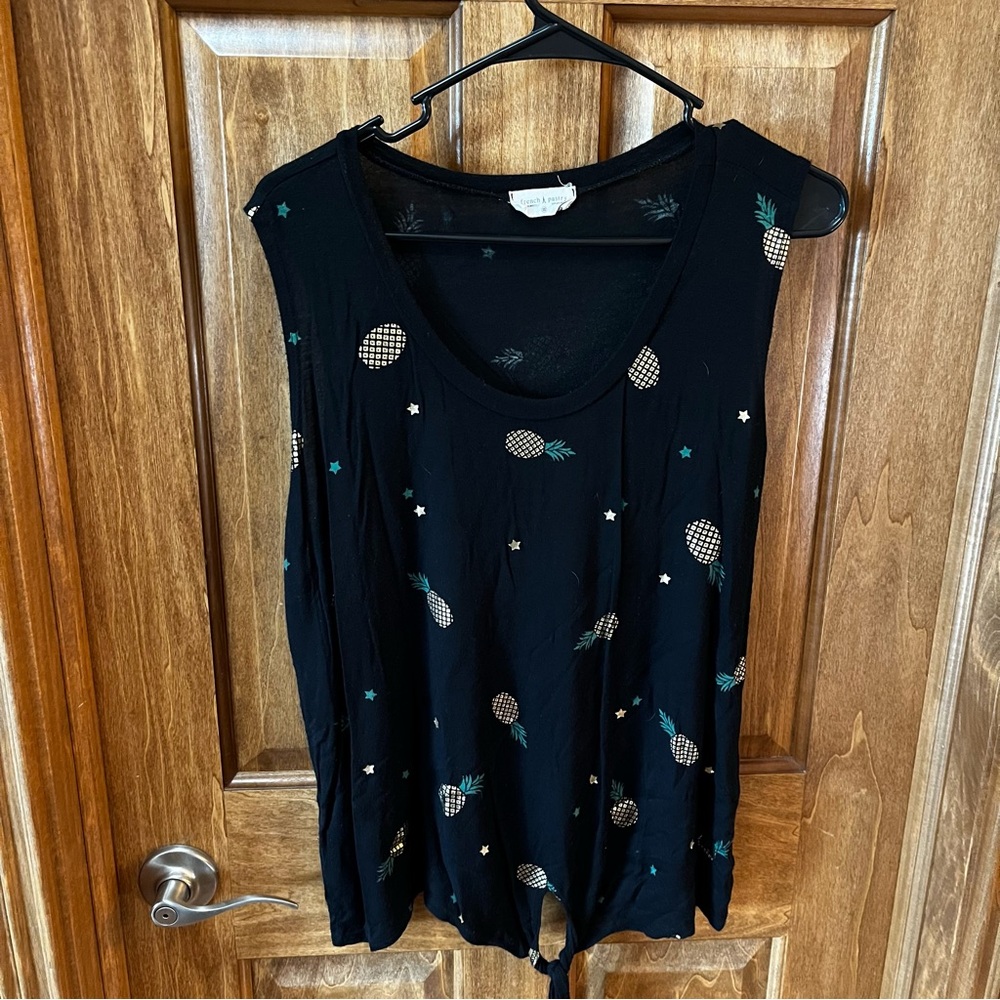 Women’s French Pastry Pineapple Tank Top Black Gold 2X